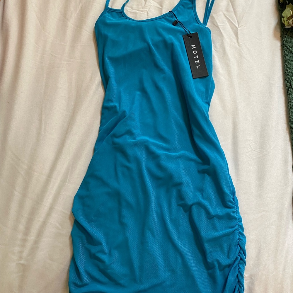 Motel Rocks Turquoise Mesh Dress - Picture 2 of 4